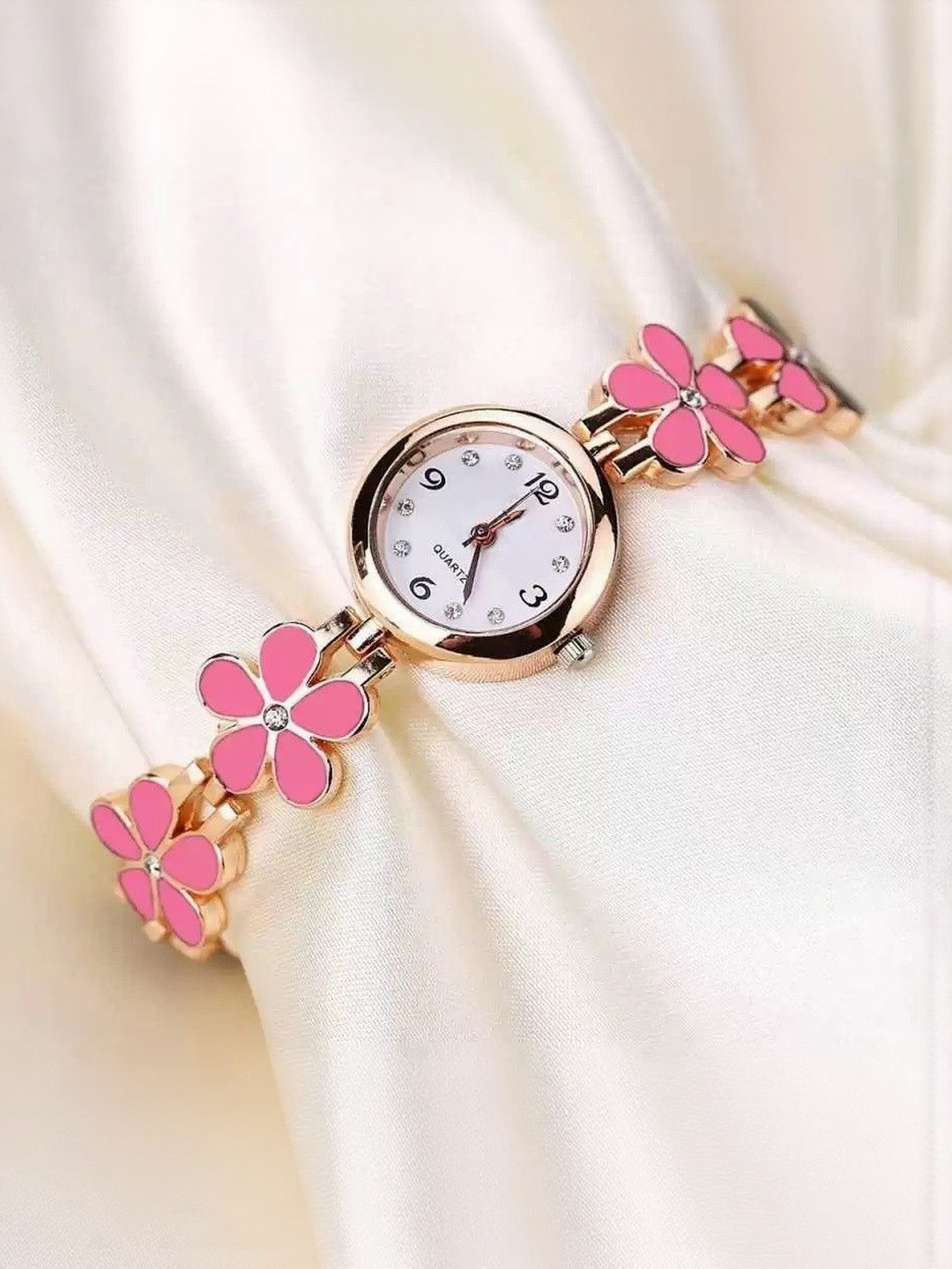 WATCHSTAR Women Dial & Stainless Steel Straps Analogue Watch Pink Flower -V1