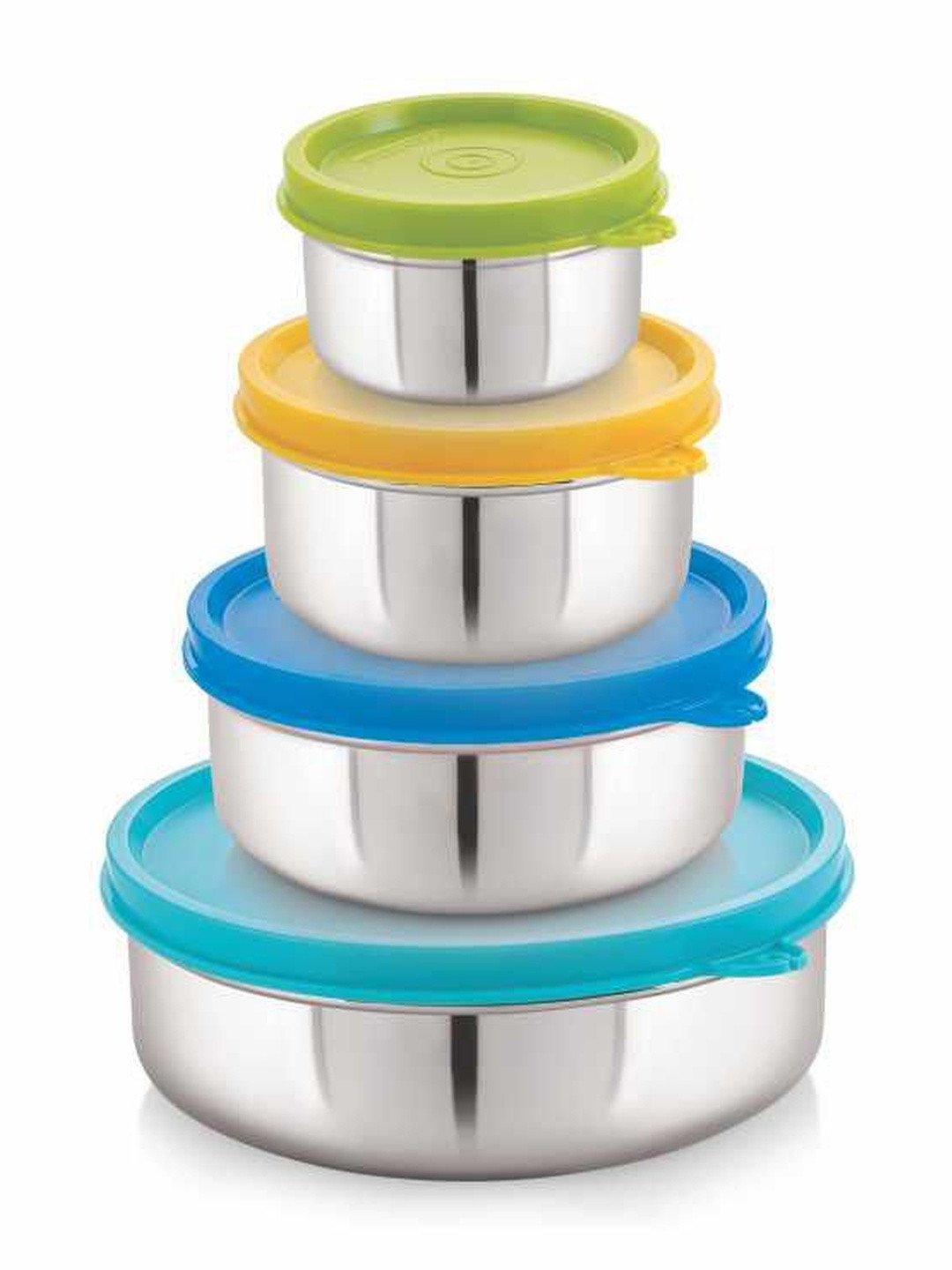 STEELLOCK Blue 4 Pieces Leak Resistant Round Stainless Steel Canisters