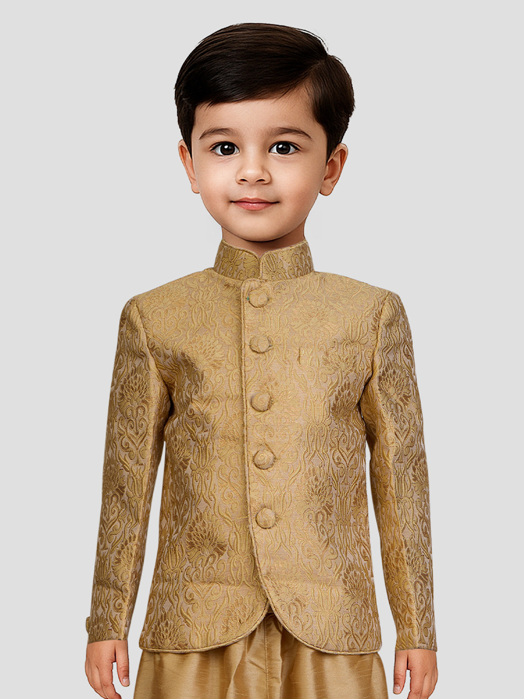 JBN Creation Boys Woven Design Mandarin Collar Bracode Jodhpuri Blazer