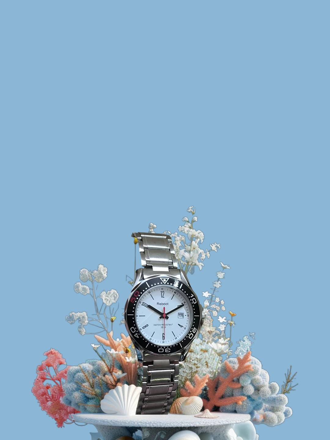 REBOOT Men Embellished Dial & Stainless Steel Analogue Watch Sho_1635 New Designer Black