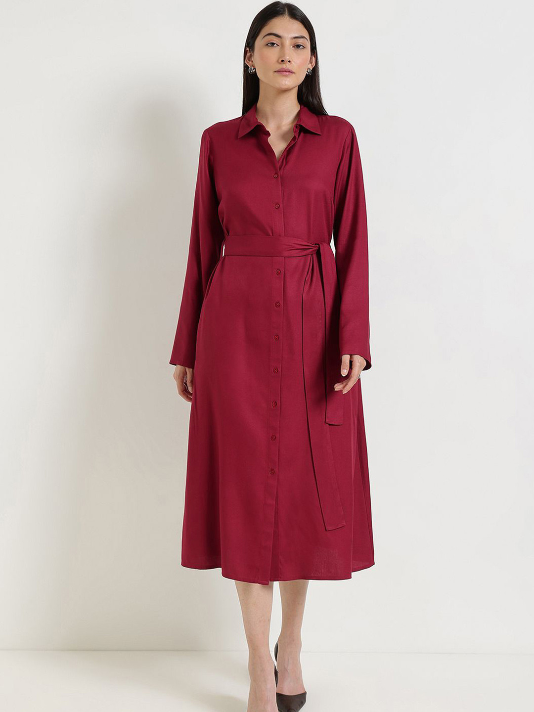 FableStreet Bishop Sleeve Formal A-Line Midi Dress
