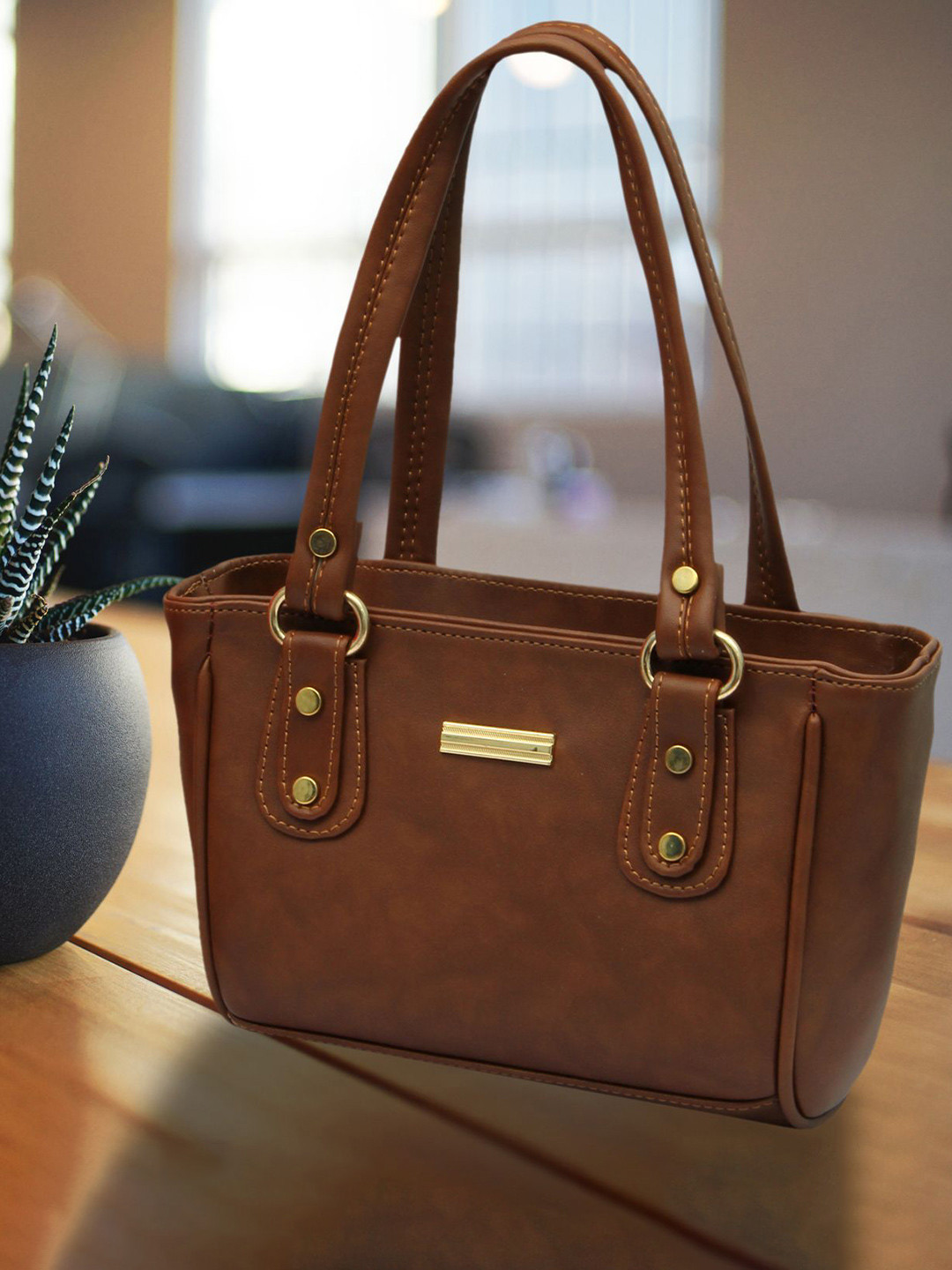 Worldstar Women Solid Structured Zip Detail Shoulder Bag