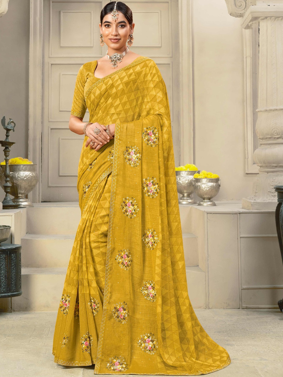 Laxmipati Krack Jack Floral Embroidered Saree