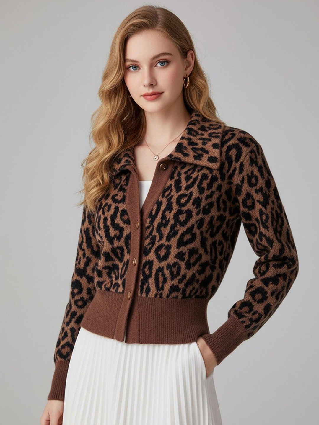 bebe Women Animal Printed Crop Cardigan