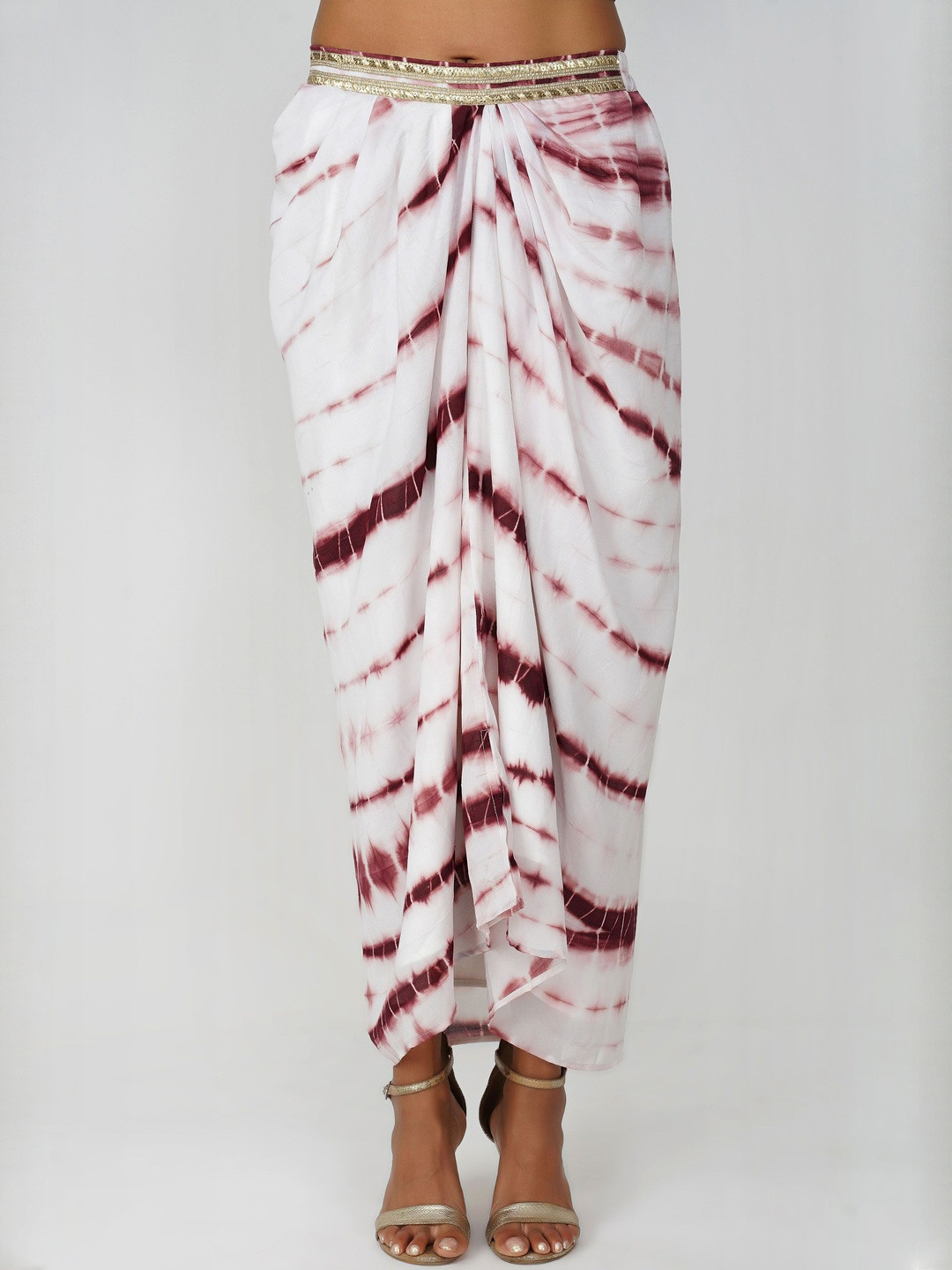 Bindigasm Tie & Die Printed Round Neck Top Jacket With Skirt