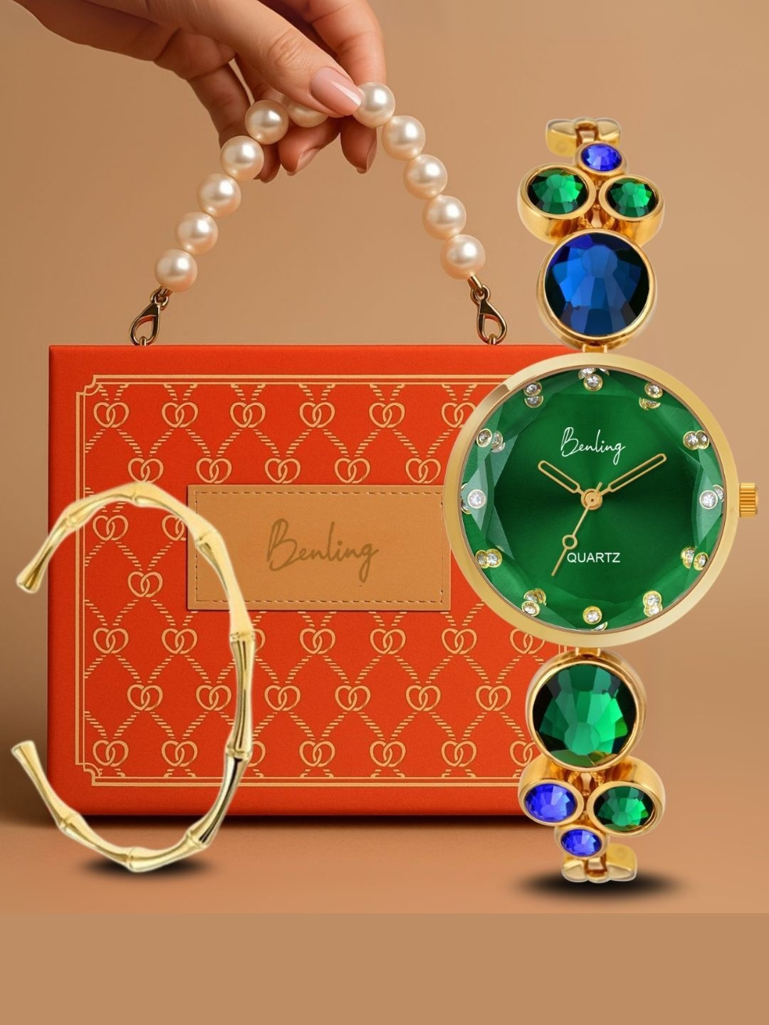 BENLING Women Dial & Stainless Steel Bracelet Style Straps Analogue Watch BL-1044-GB-CMB