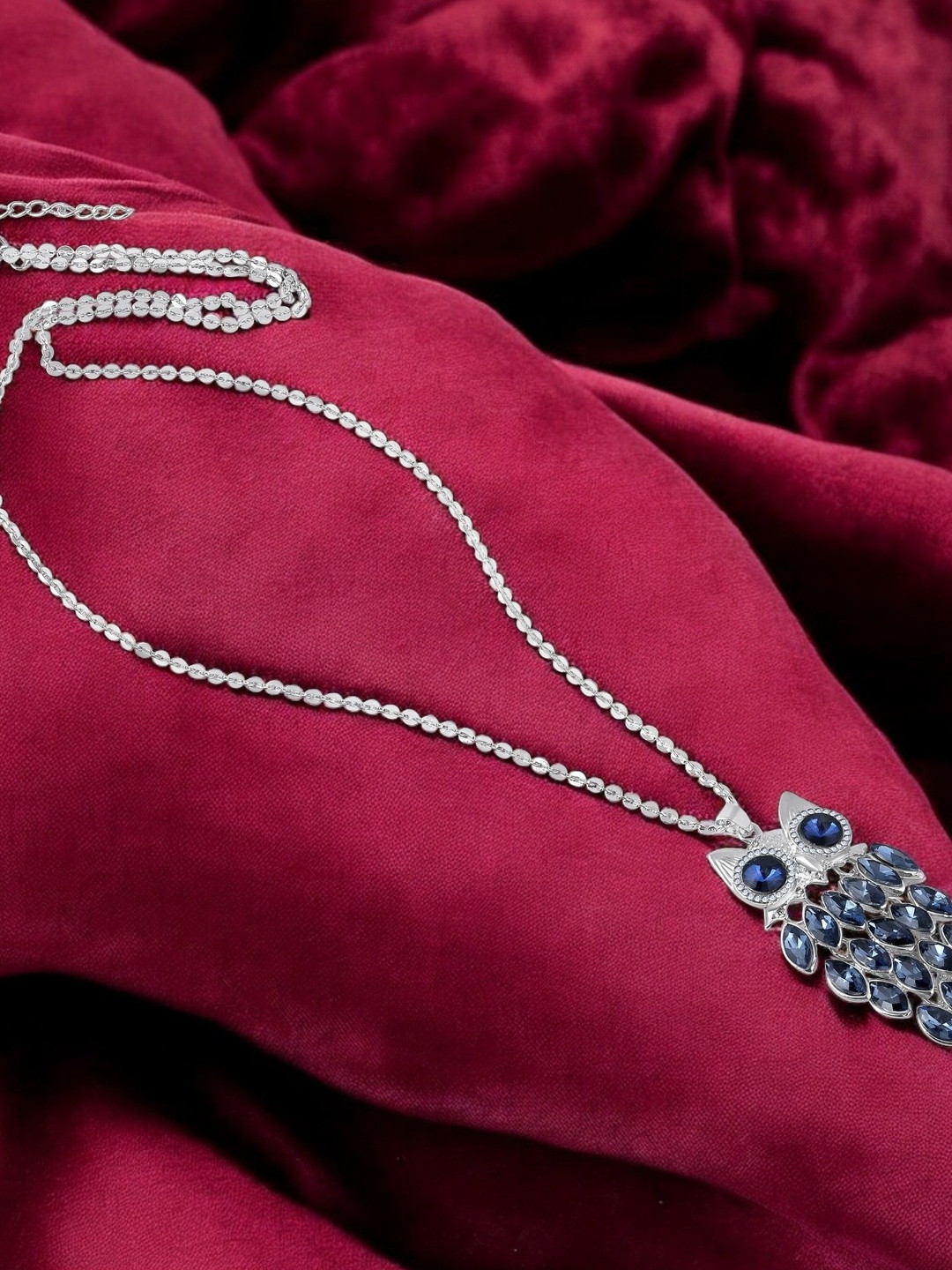 Oviya Women Rhodium-Plated Animal Shaped Pendants with Chains