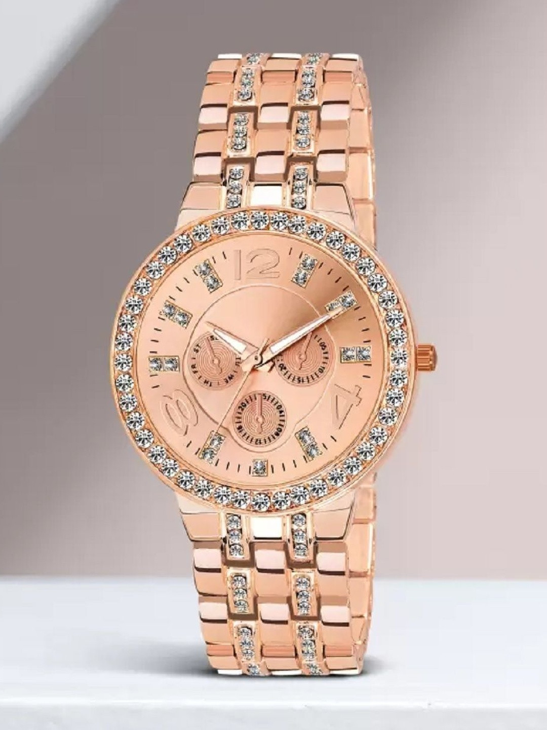 WATCHSTAR Women Dial & Stainless Steel Straps Analogue Watch Geneva Rose Gold33328966