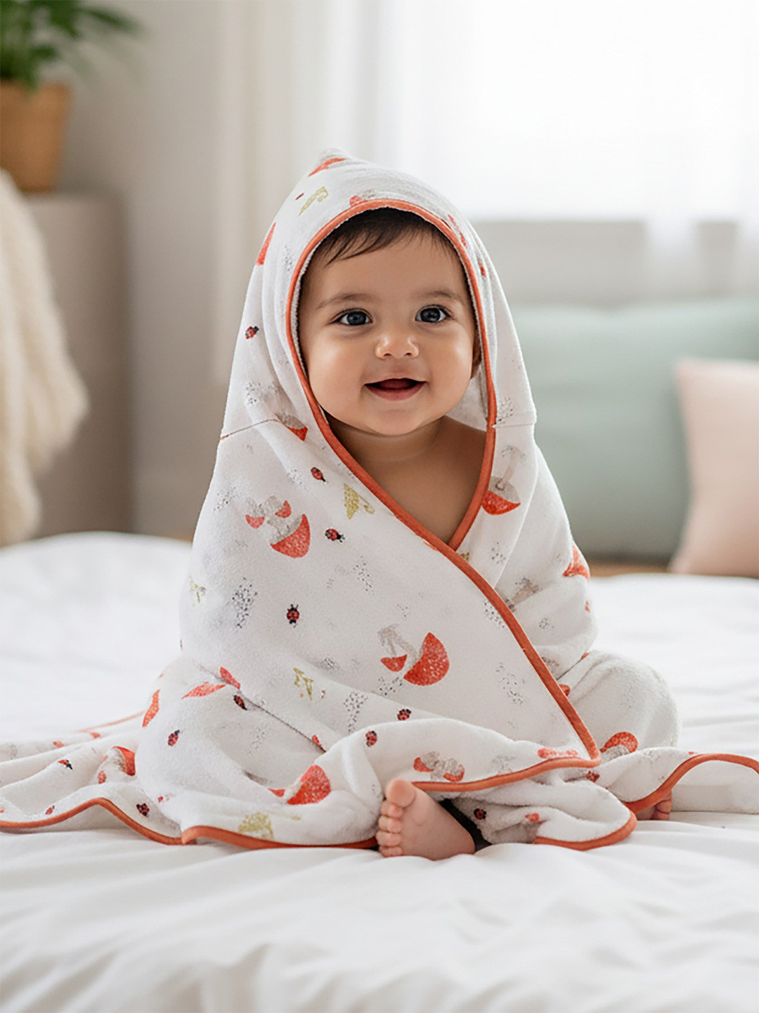 cocoon care Infants 300 GSM Bamboo Cotton Muslin Hooded Towel