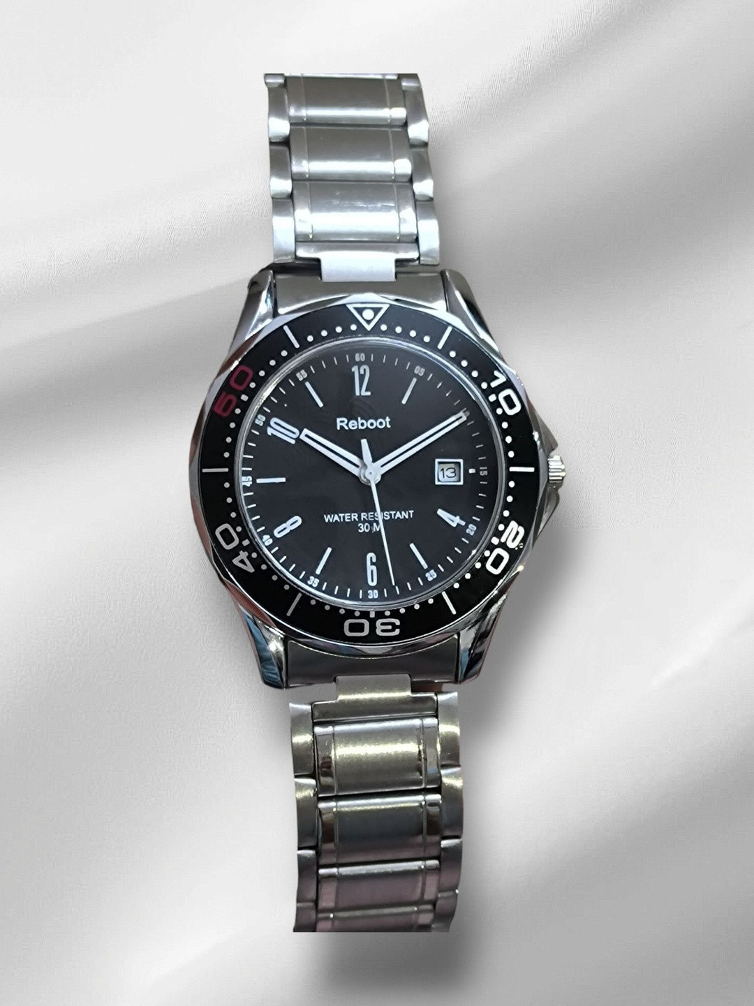 REBOOT Men Stainless Steel Bracelet Style Straps Watch Sh-1633 New Designer Black Ring