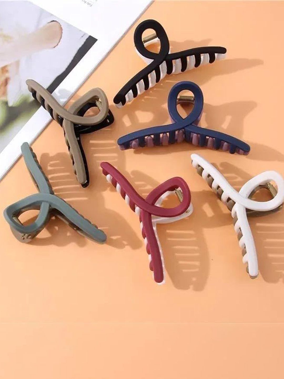 BARAKATH Women Set Of 6 Assorted Dual Colours Claw Clip