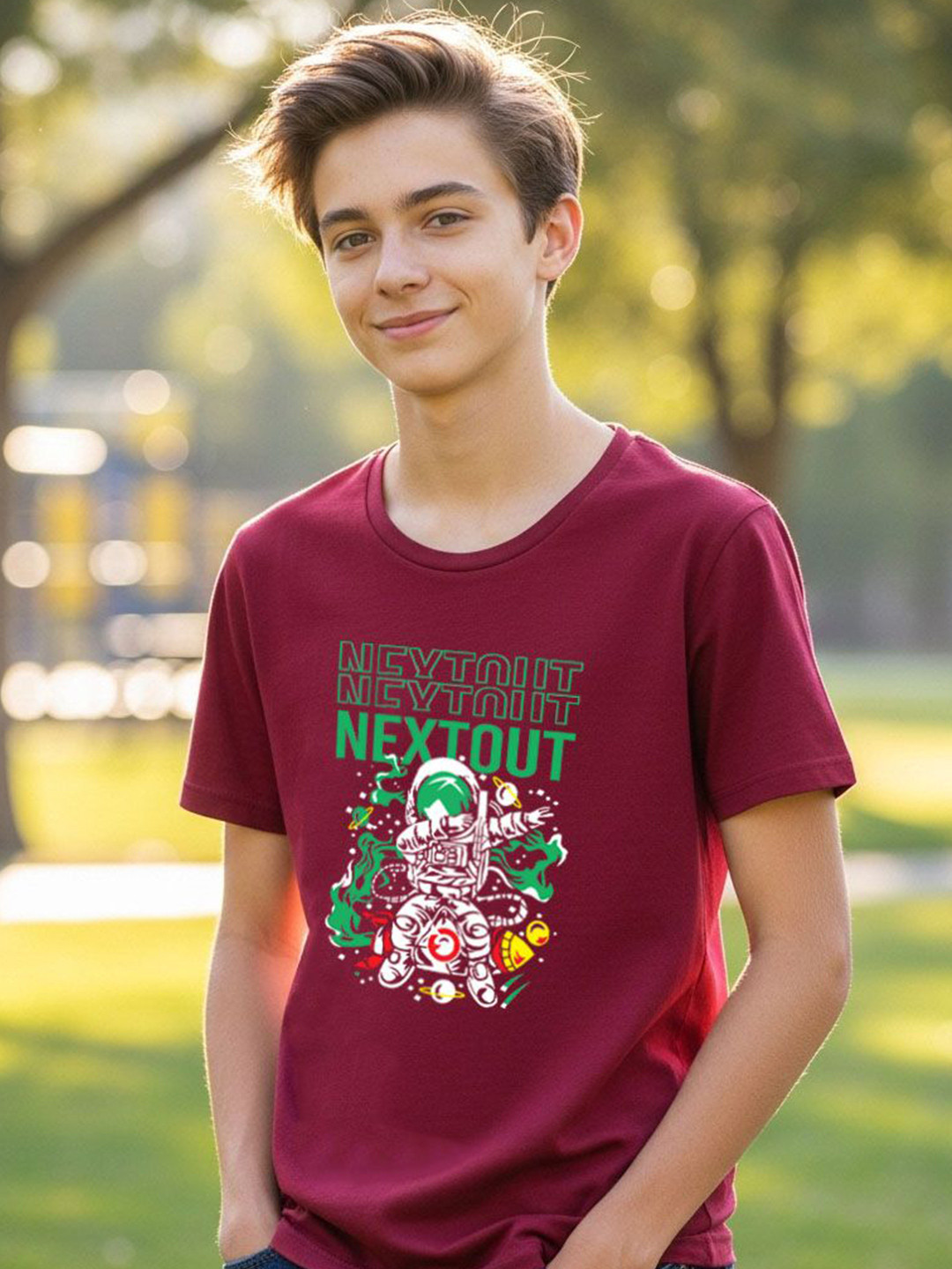 LONDON STREETS Boys Graphic Printed Round Neck Short Sleeves Cotton T-shirt