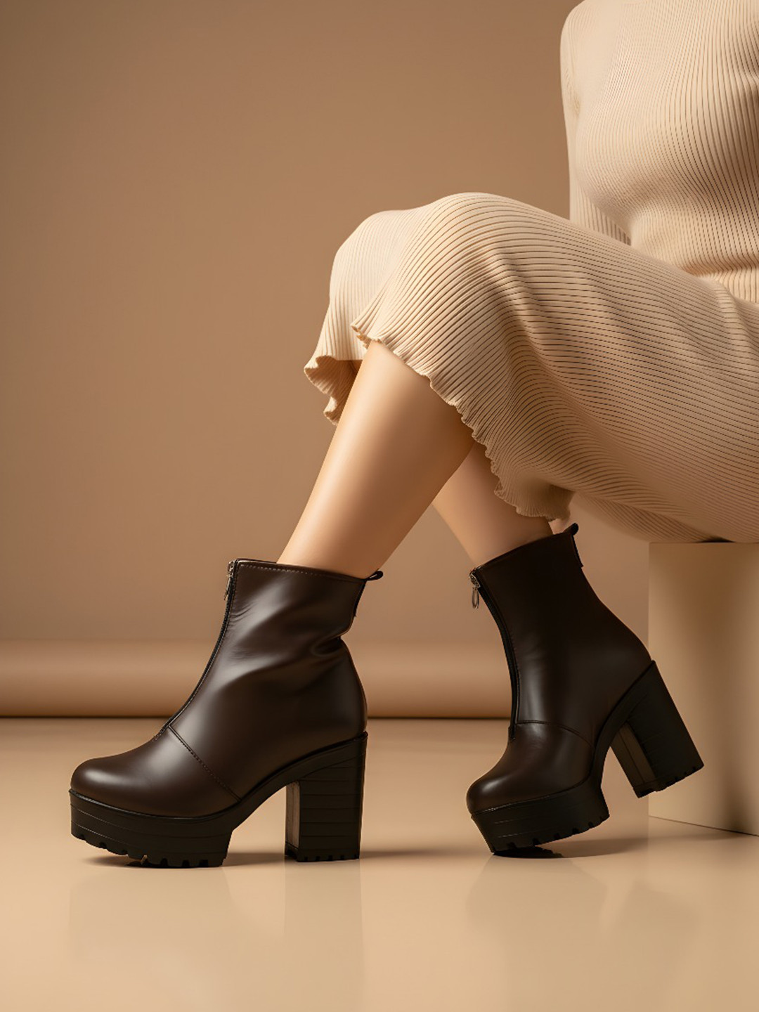STRASSE PARIS Women Mid-Top Ankle Length Block Heeled  Boots