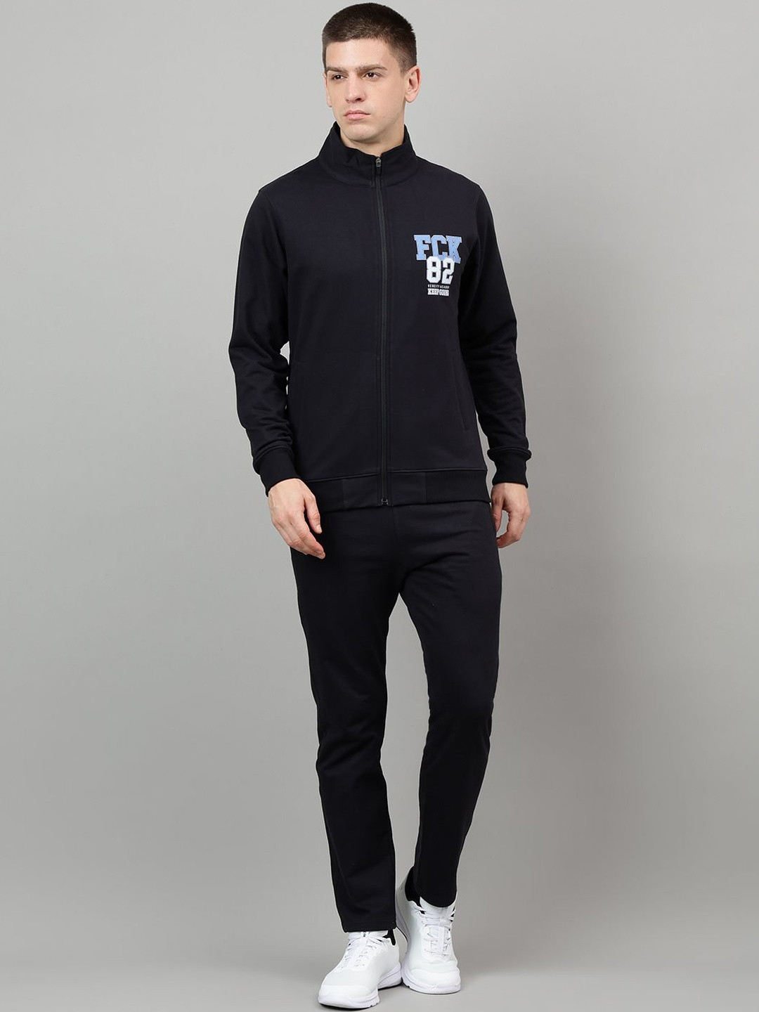 FCK GOLD Men Mock Neck Regular Fit Track Suit