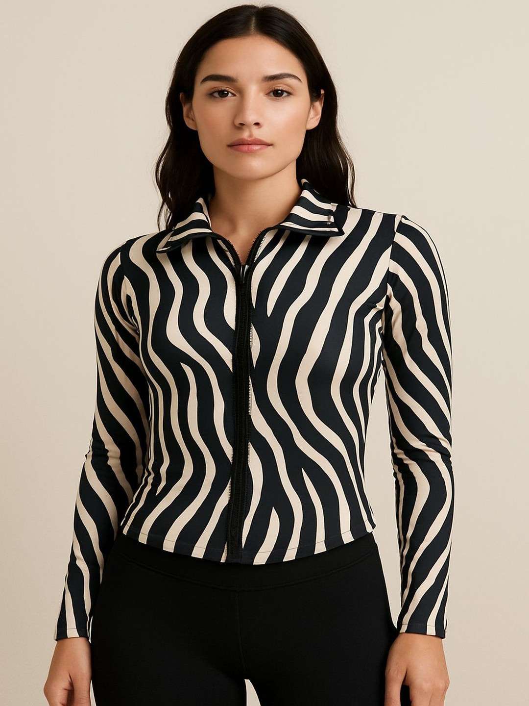 LA CHIC PICK Women Animal Printed Long Sleeves Cotton Shirt Style Top