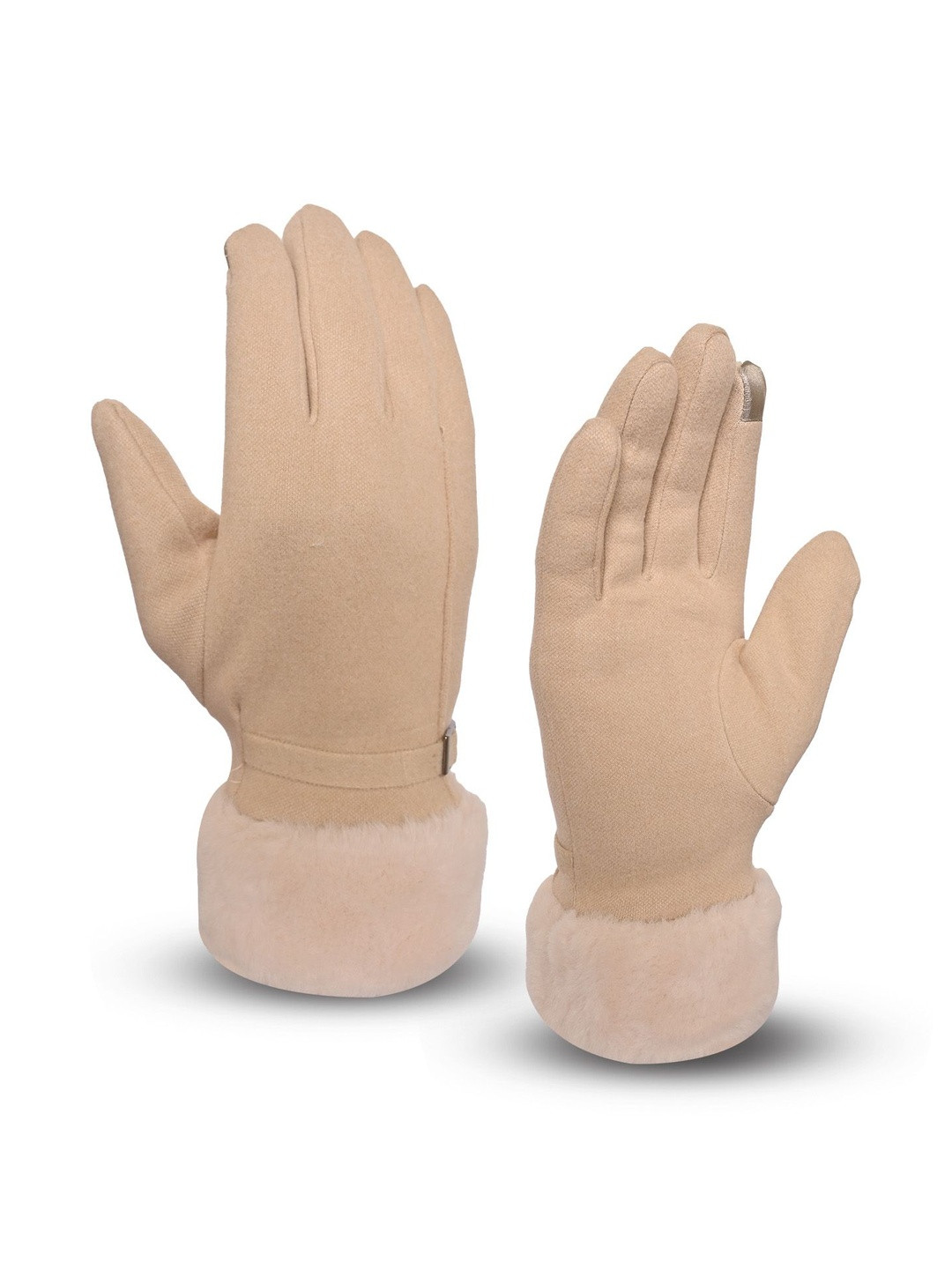 LOOM LEGACY Women Solid Acrylic Snow Proof Touchscreen Soft Fur Winter Gloves