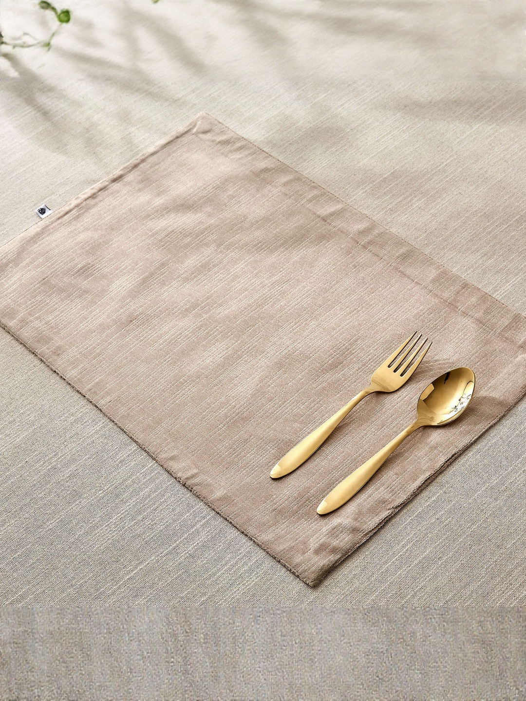 Home Centre Glimmer Marison Brown Foil Printed Velvet Table Placemat