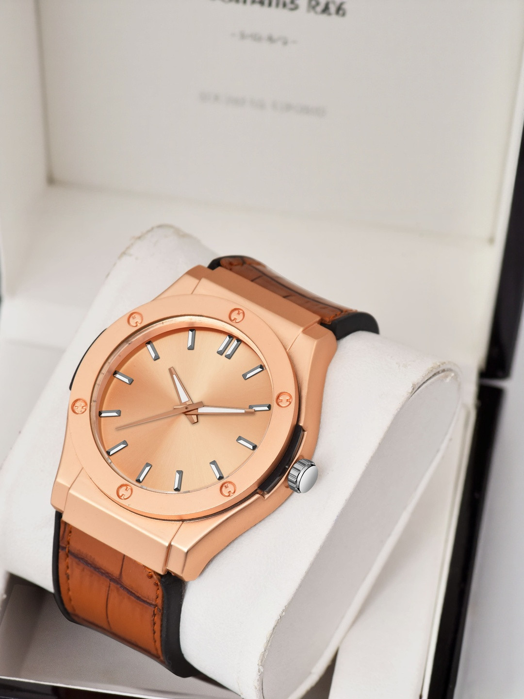 SWADESI STUFF Men Round Dial & Straps Analogue Watch SDS 163 ROSEGOLD 2035