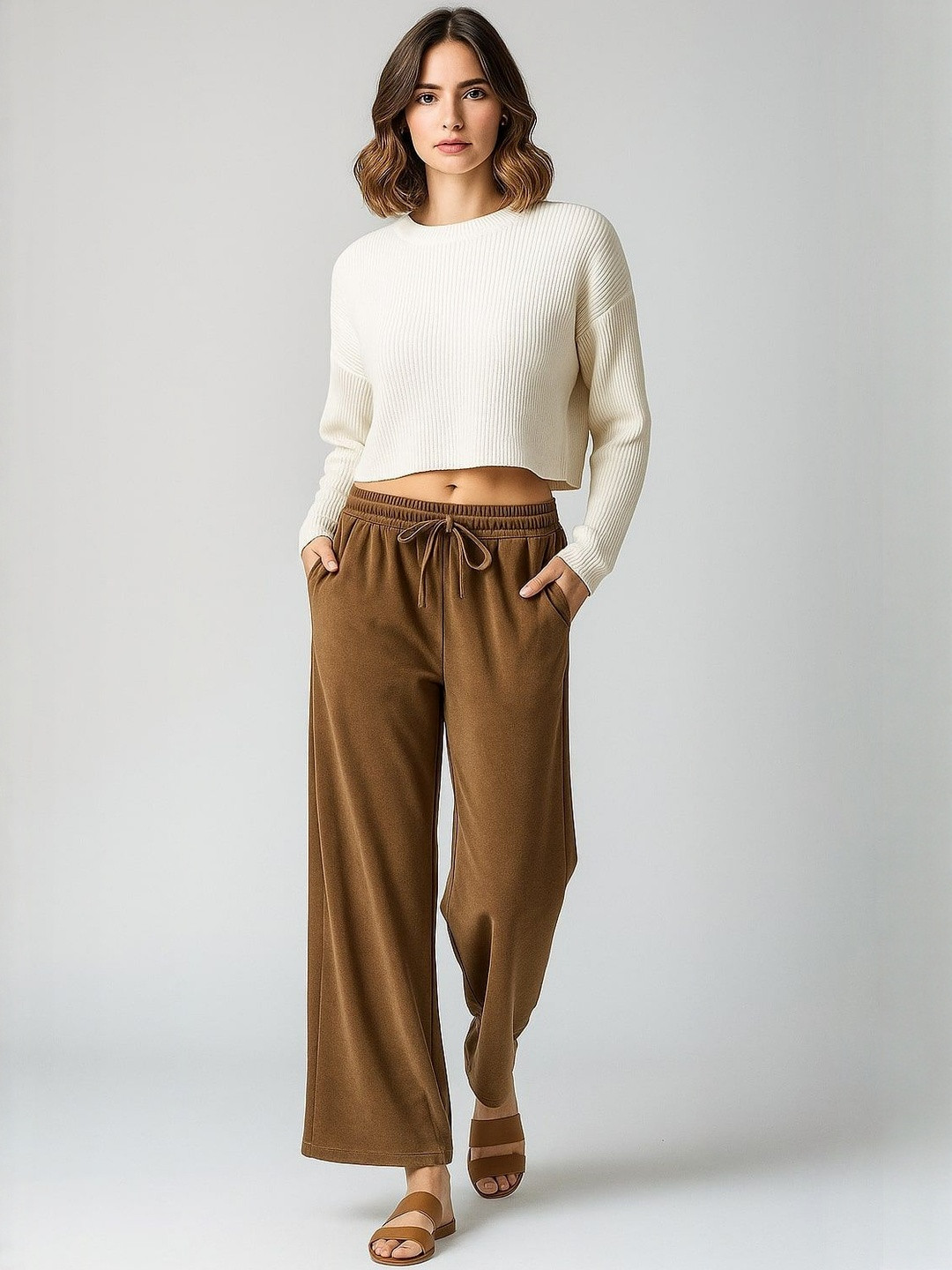 Lounge Dreams Women Relaxed Wide Leg Velevt Trouser