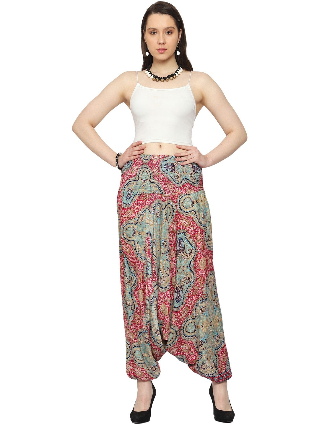 GALE GIRLS Women Straight Fit Ethnic Motifs Printed Mid-Rise Harem Pants