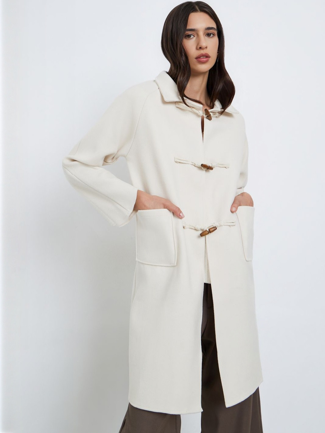 Styli Women Solid Single-Breasted Longline Duffle Coat