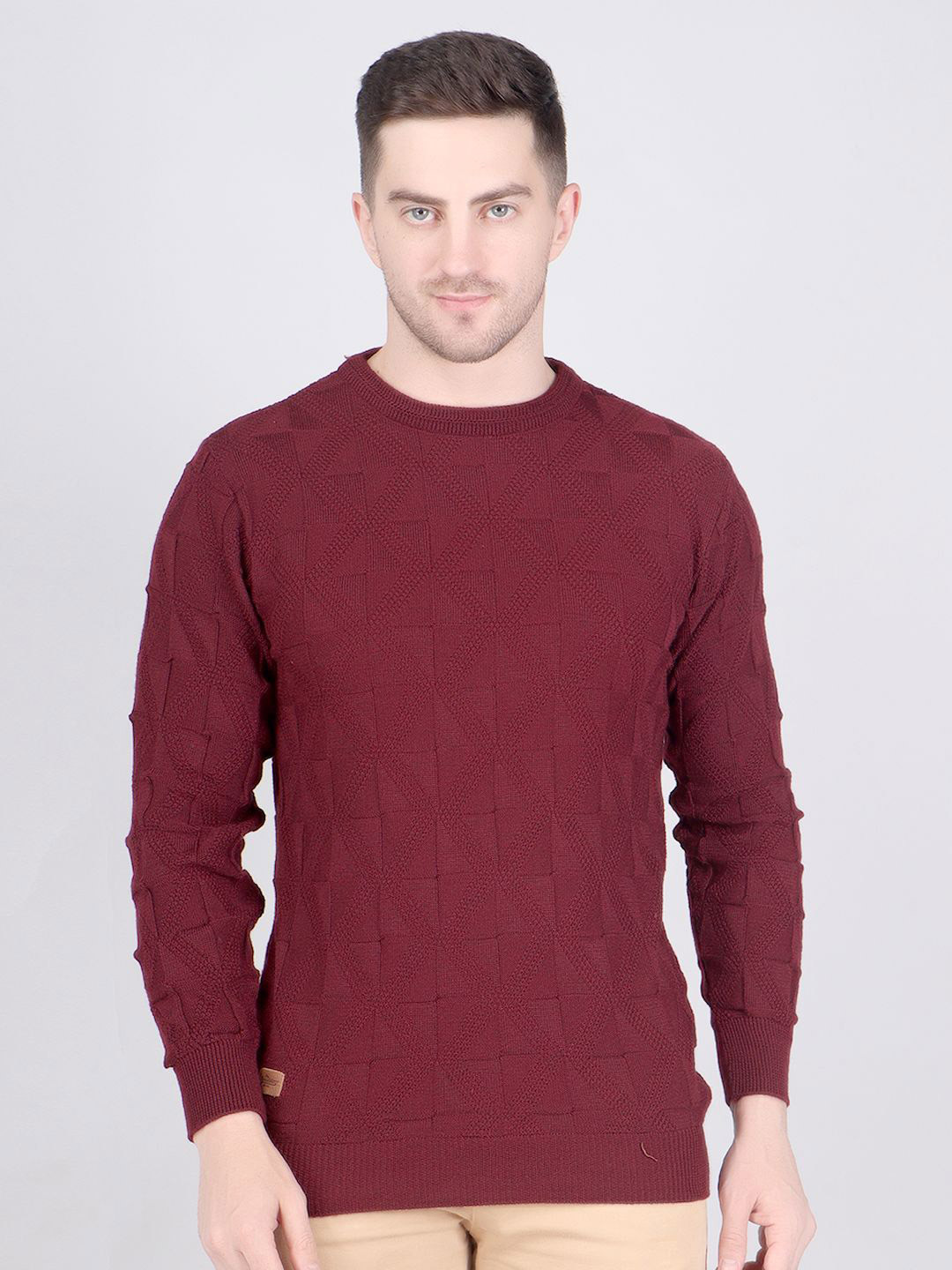 The Roadster Lifestyle Co Men Textured Acrylic High-Neck Sweater