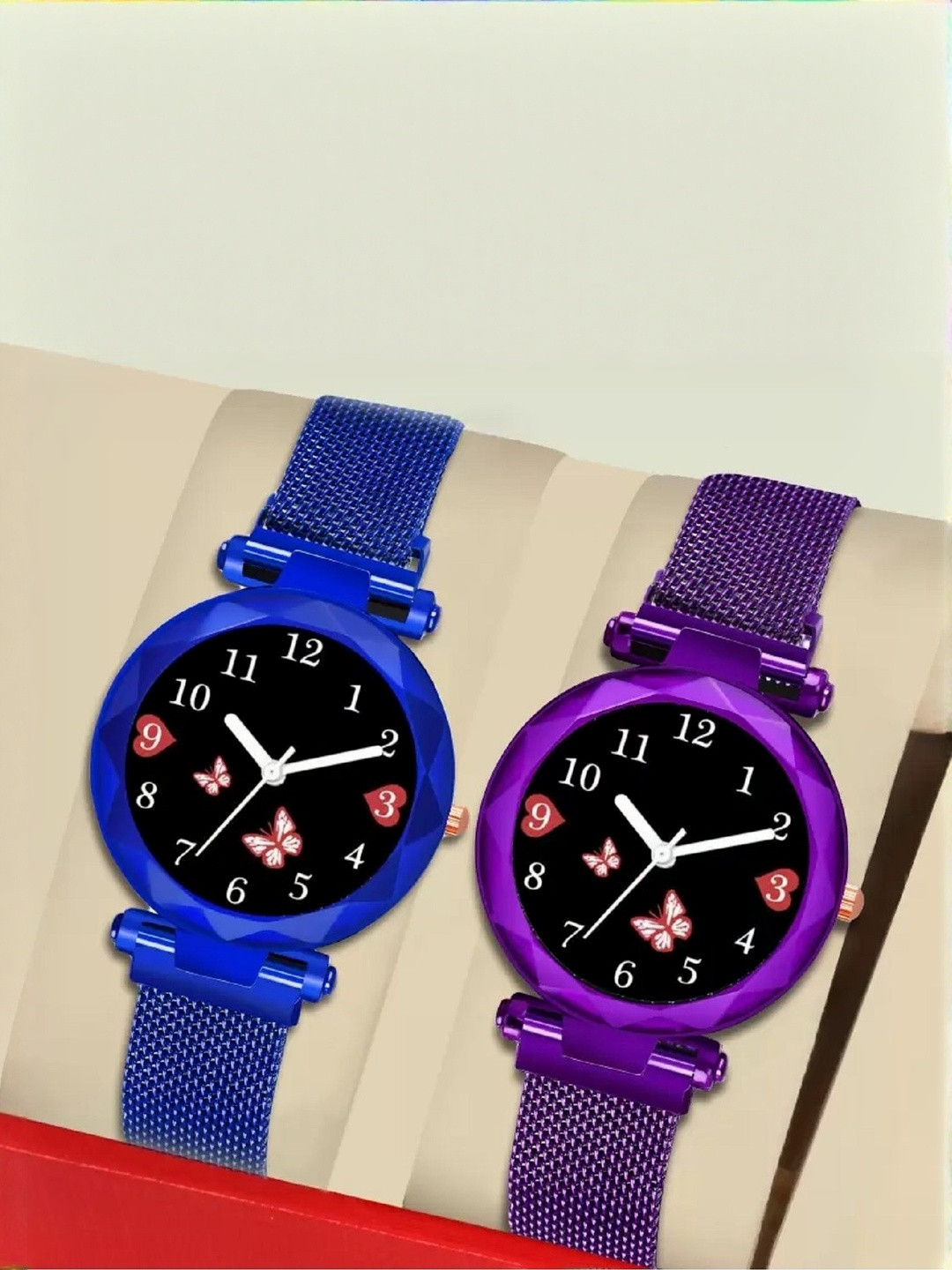 WATCHSTAR Women Dial & Stainless Steel Straps Analogue Watch Mag Flower Blue+PurpleSZNN36514455