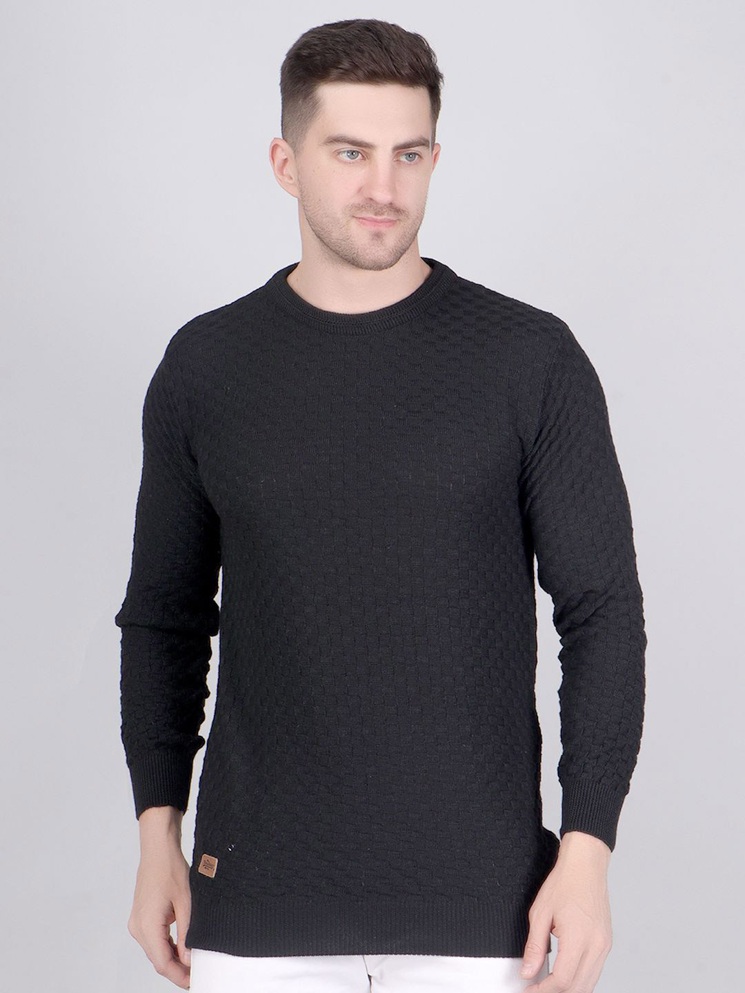 The Roadster Lifestyle Co Textured Acrylic High-Neck Sweater