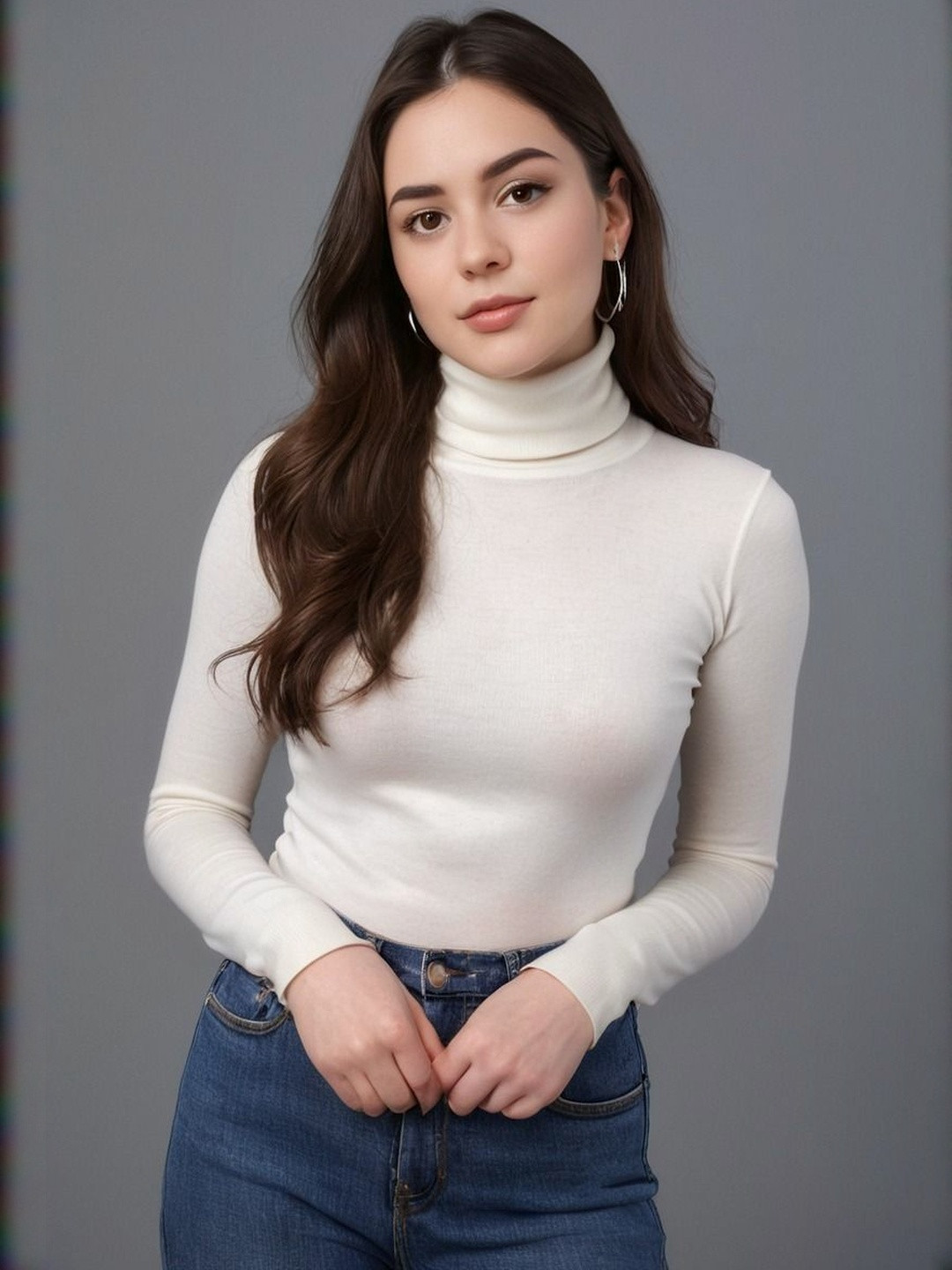 DressBerry Women White Turtle Neck Slim Fit Long Sleeves T-shirt