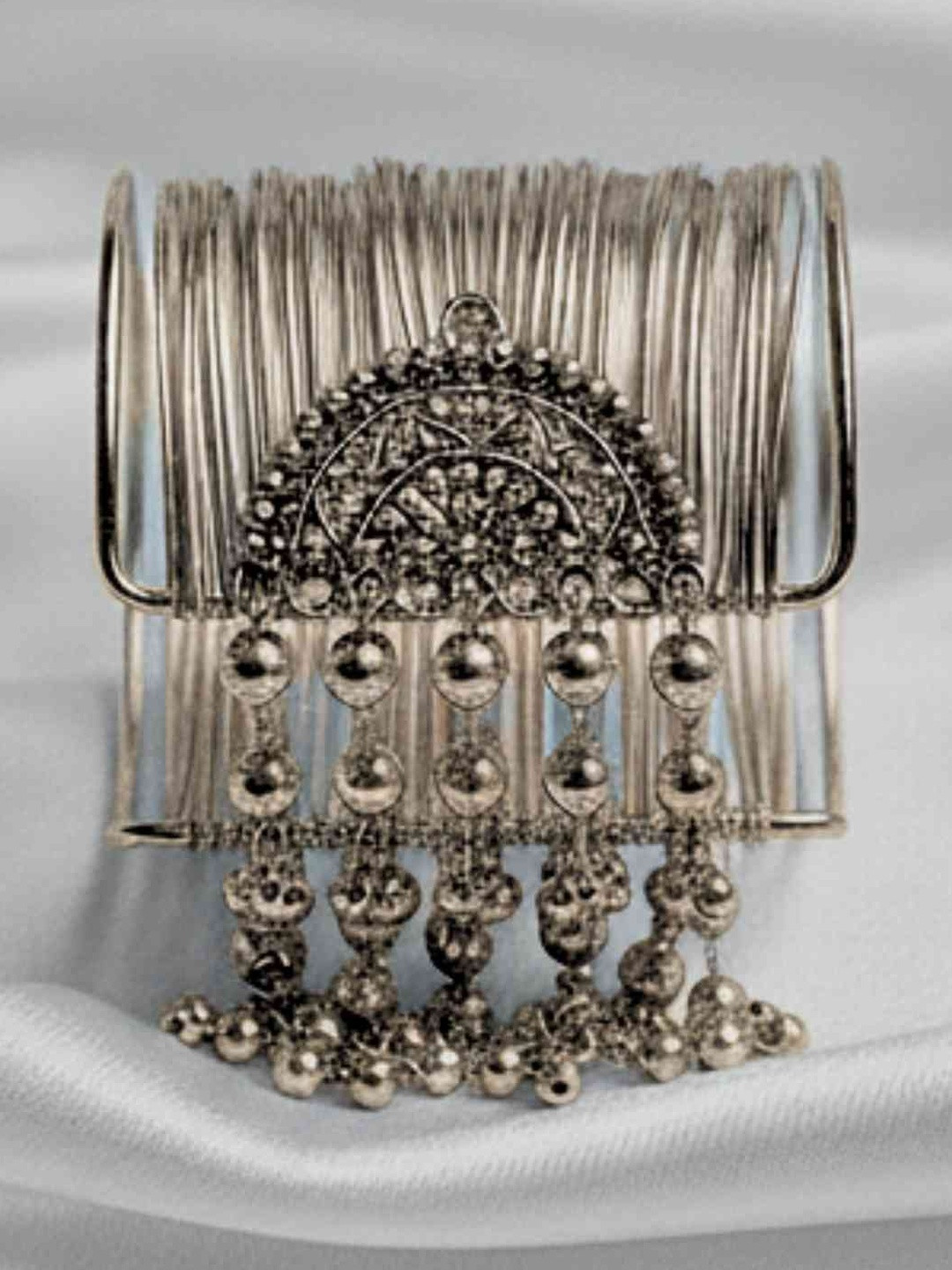 MANSIYAORANGE Silver-Plated Hanging Balls Cuff Bracelet