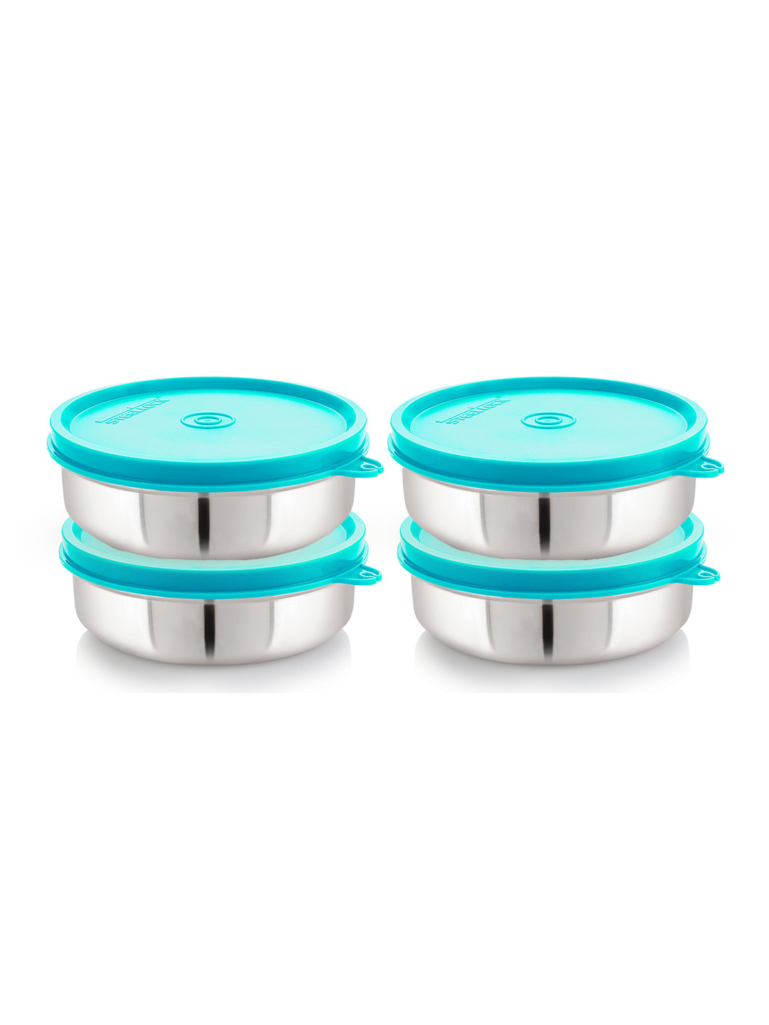STEELLOCK Turquoise Blue Stainless Steel Durable & Leak-Proof 4 Pieces Lunch Box 350ml