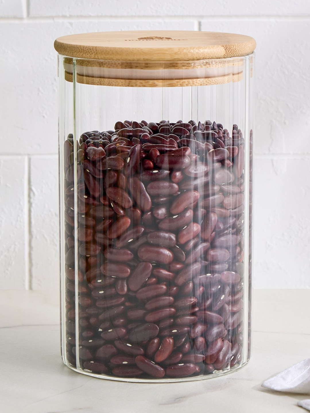 Home Centre Palestine Sagano Transparent Borosilicate Glass Container With Lid-1 L