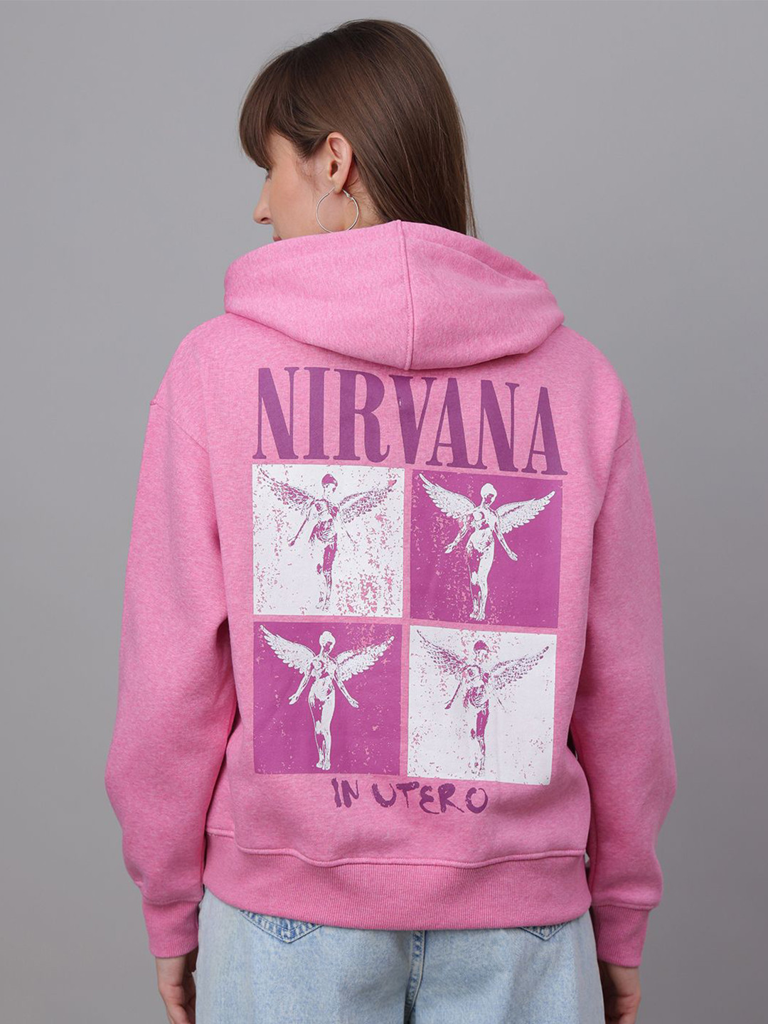 Free Authority Women Nirvana Printed Relaxed Fit Hoodie