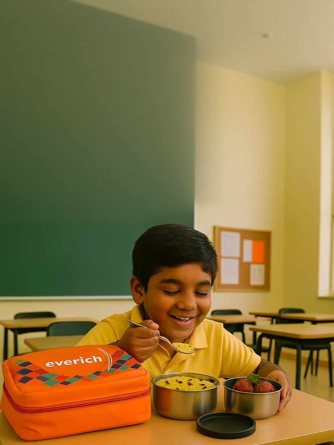 METKING Red & Green Checked Leak-Proof Stainless Steel Lunch Box-280 ml Each