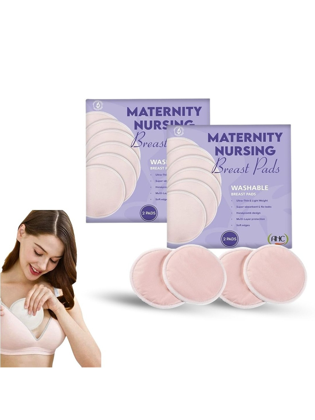 AHC Set Of 4 Ultra Soft Reusable & Leak-Proof Nursing Pads
