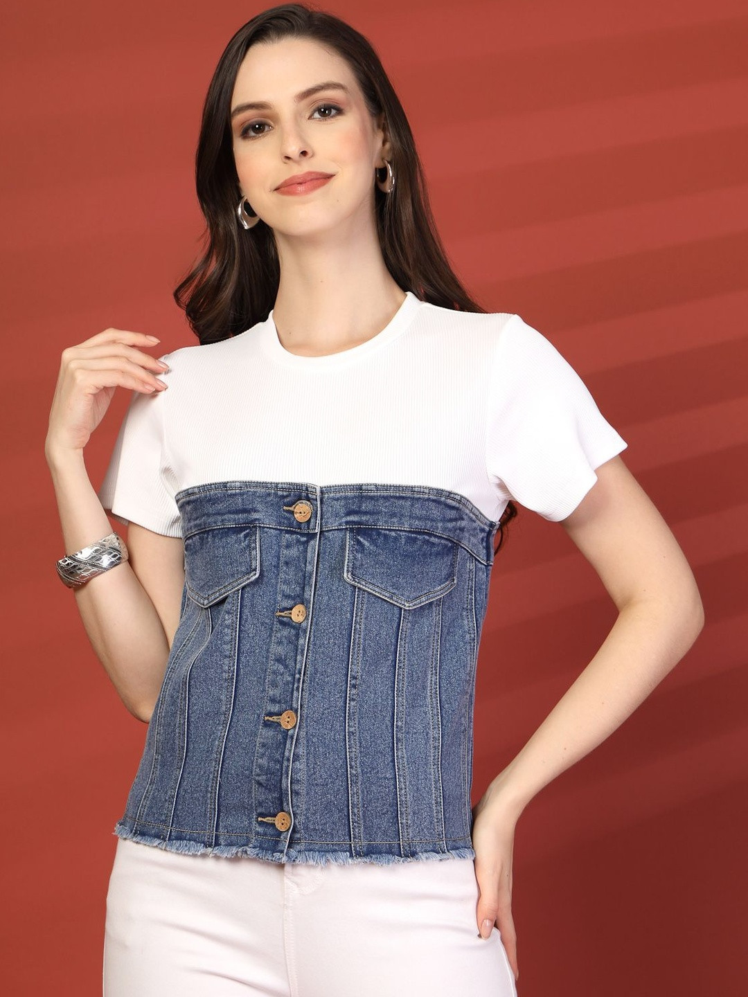 plusS Ribbed Utility Pockets Cotton Top