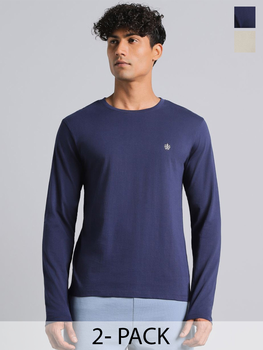 CULT Men's Cult Essential Cotton Pack of 2 Full Sleeve T-shirts