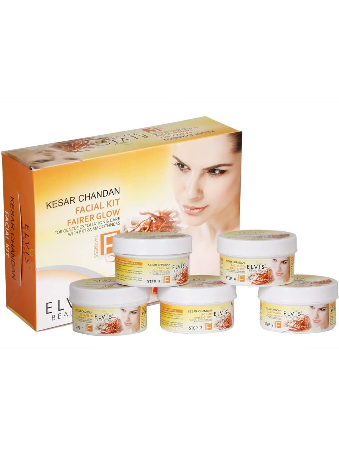ELVIS BEAUTY 5-Steps Kesar Chandan Facial Kit For Fairer Glow - 420 g