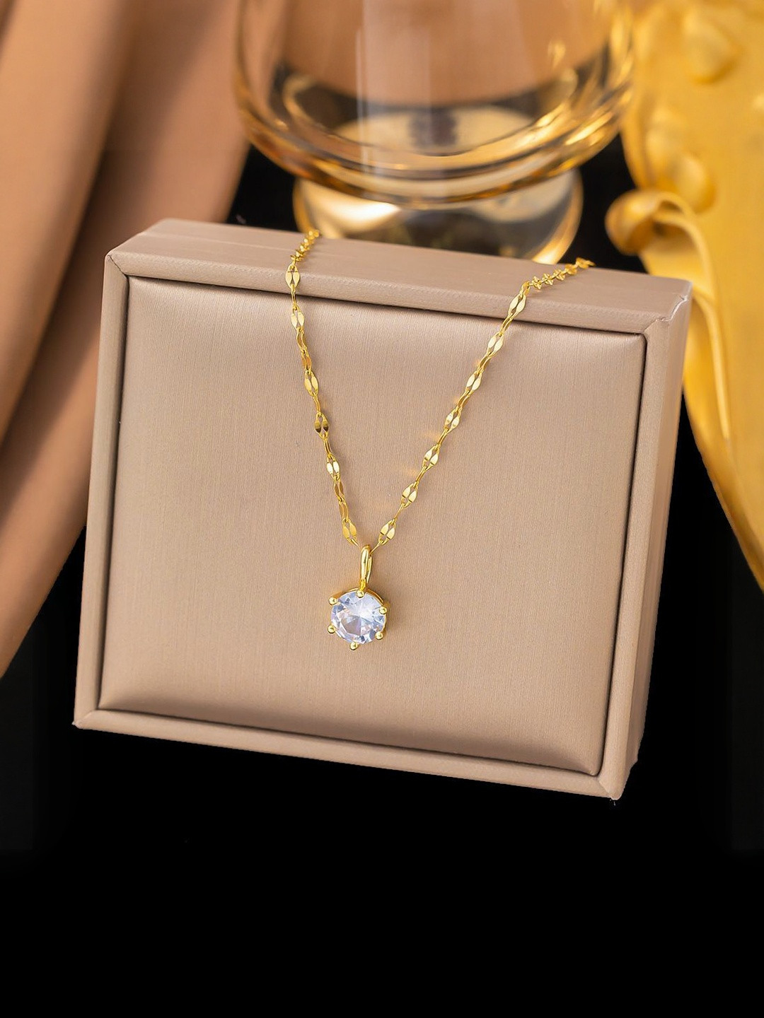 MYKI Gold-Plated Solitaire Pendant Necklace