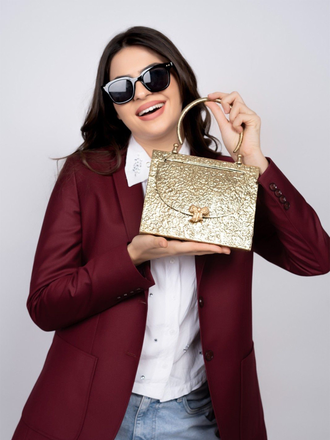 TASH BAGS Embellished Structured Satchel with Quilted