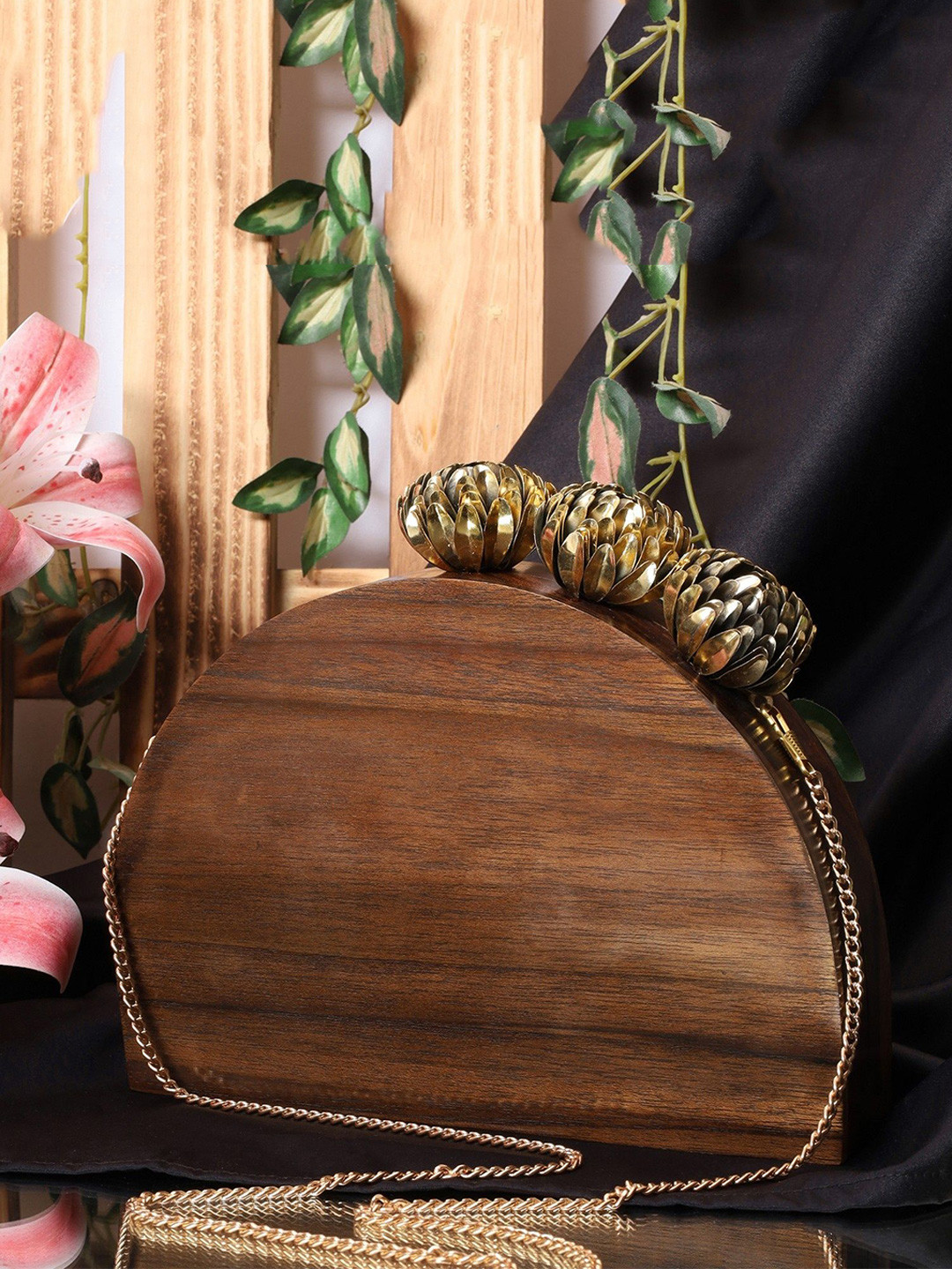 TASH BAGS Bucket Satchel with Cut Work