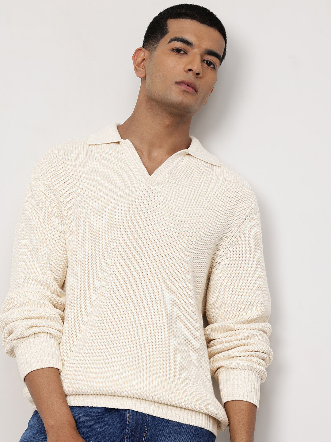 ether Johnny Cable Knit Drop-Sleeves Pure Cotton Pullover