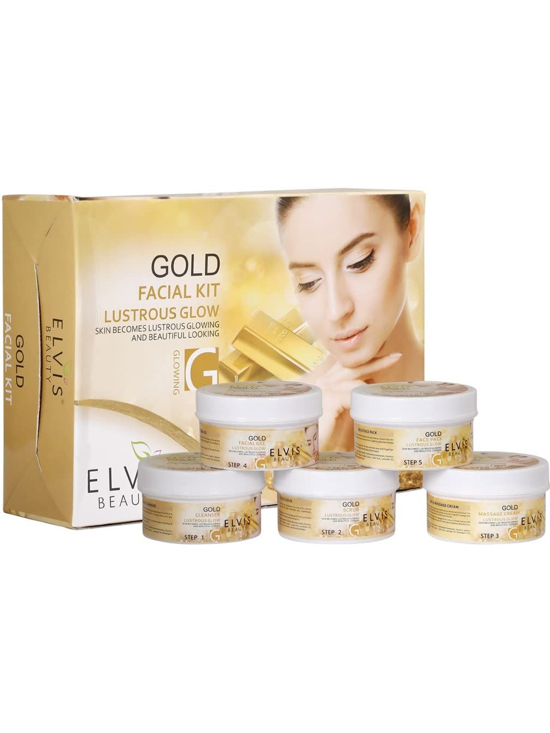 ELVIS BEAUTY Women 5 Steps Gold Facial Kit For Glow & Radiant Skin - 420 g