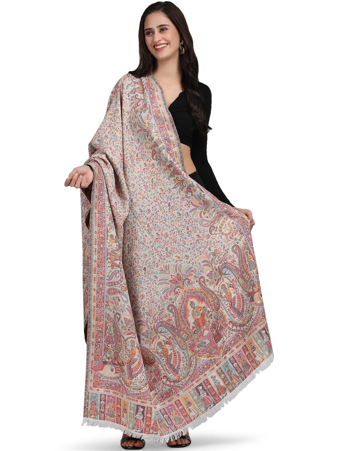 Stole & Yarn Floral Printed Pure Cotton Shawl