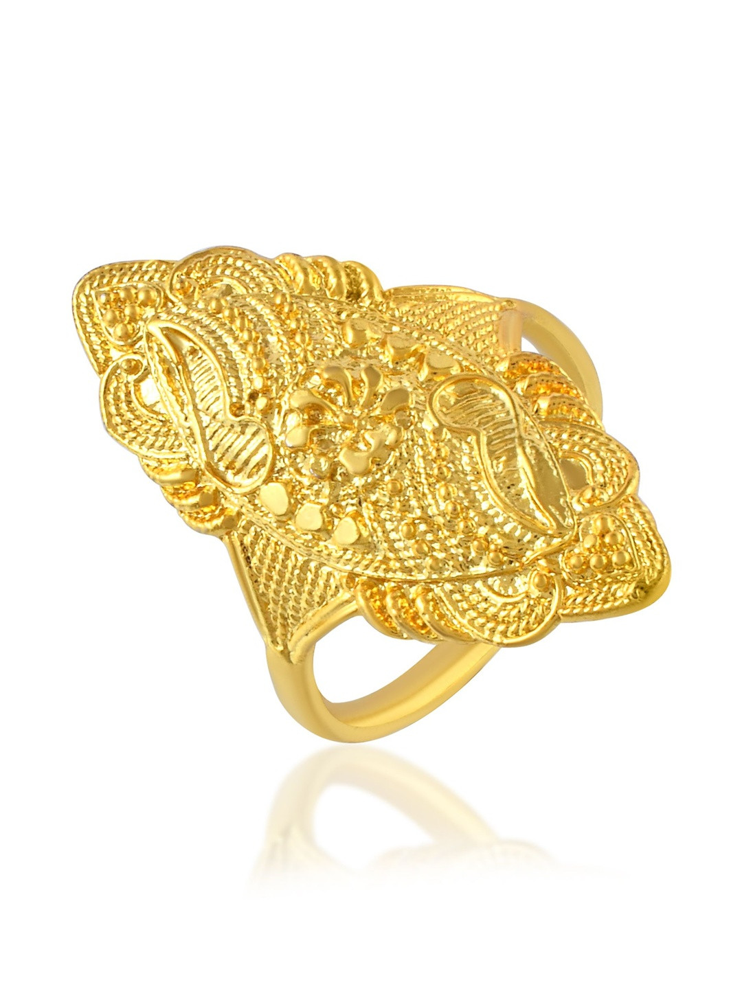 DZINETRENDZ Women 24KT Micron Gold-Plated Intricate Detail Finger Ring