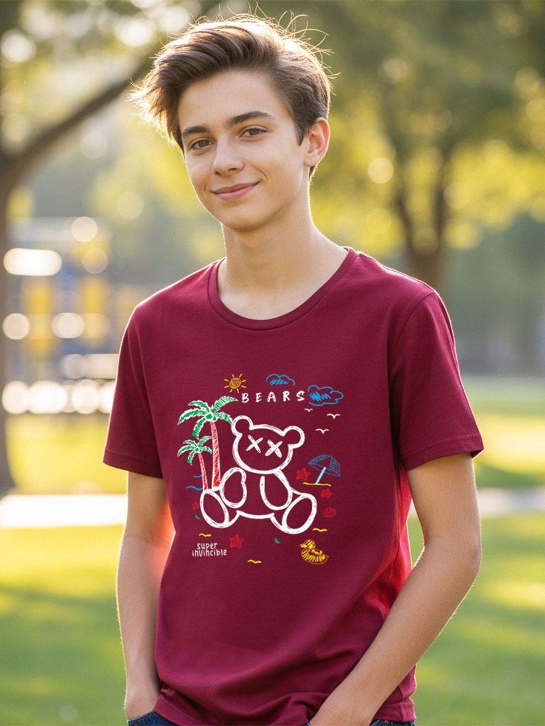 LONDON STREETS Boys Graphic Printed Round Neck Short Sleeves Cotton T-shirt