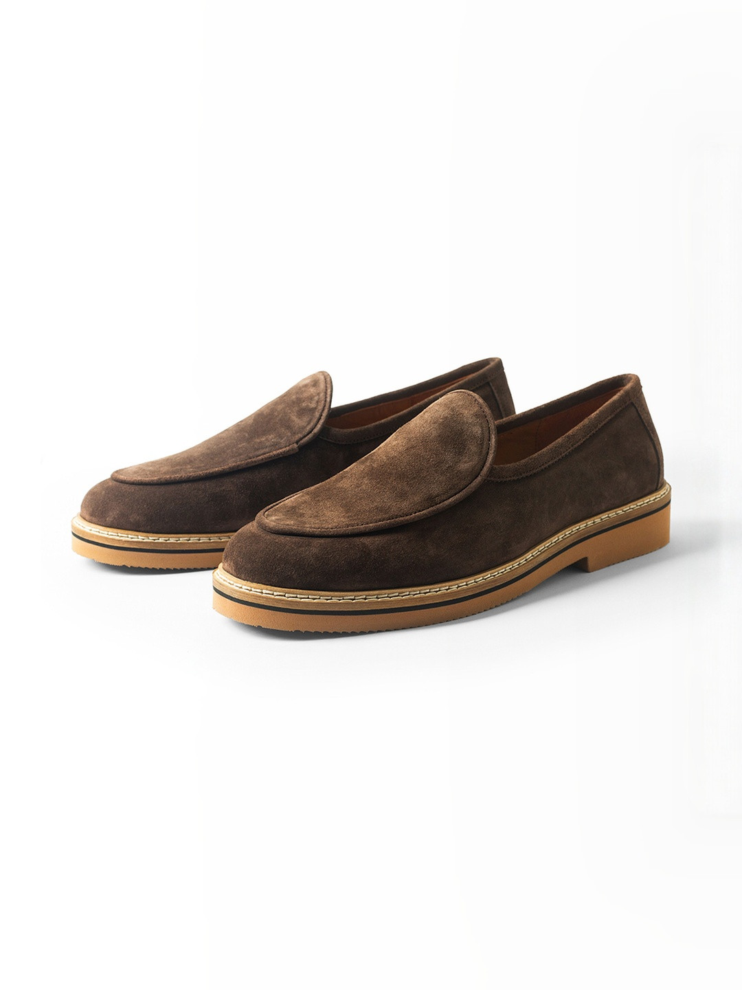 NOU Men Suede Round Toe Slip-On Loafers