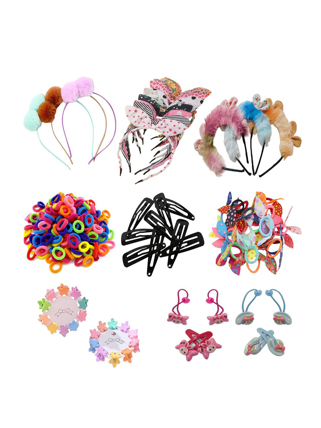 BARAKATH Girls Set Of 95 with Headbands Hair Ties Clips & Bands