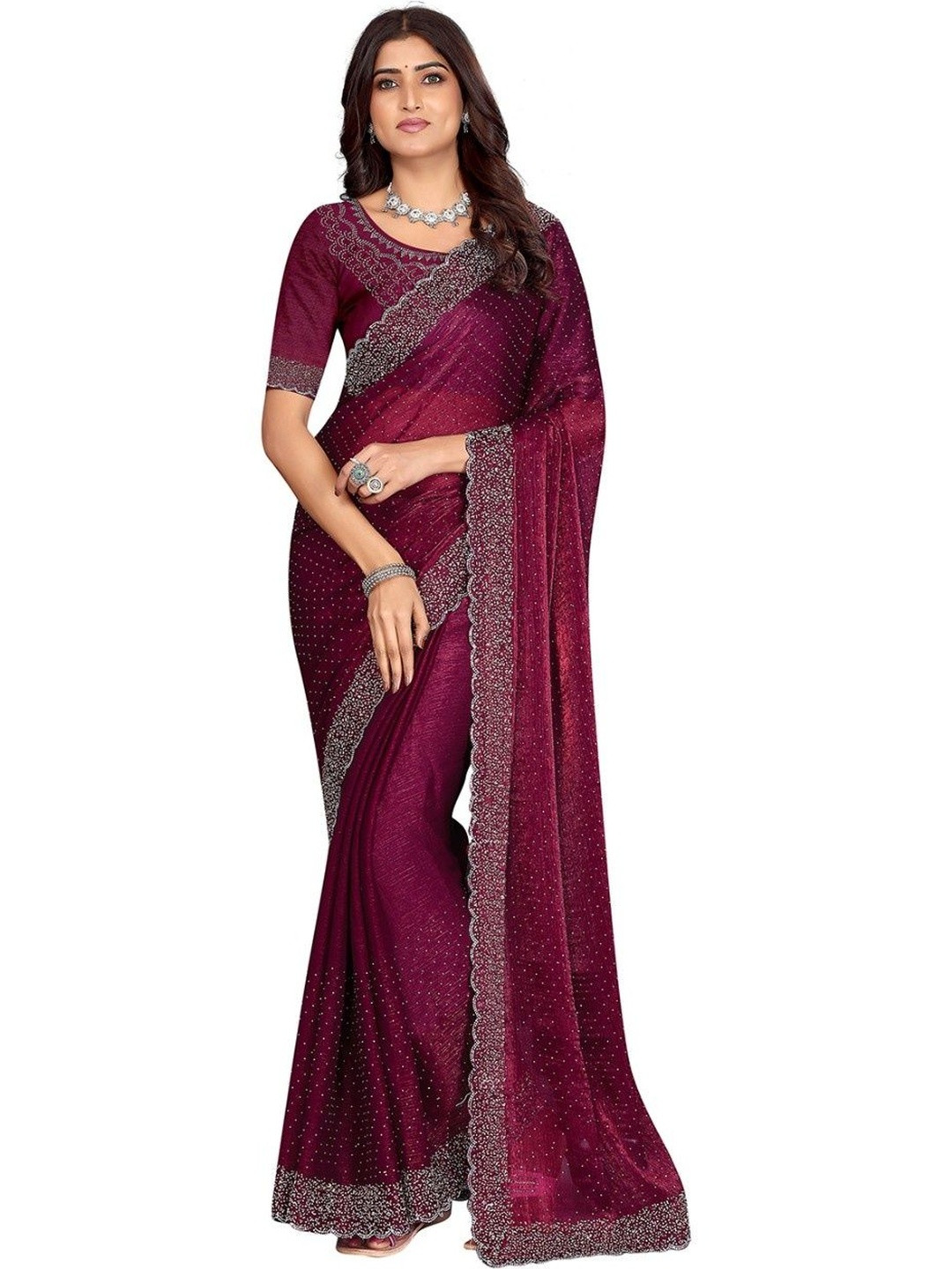 THL - THE HOUSE OF LINEN Embellished Zari Art silk Heavy Work Saree