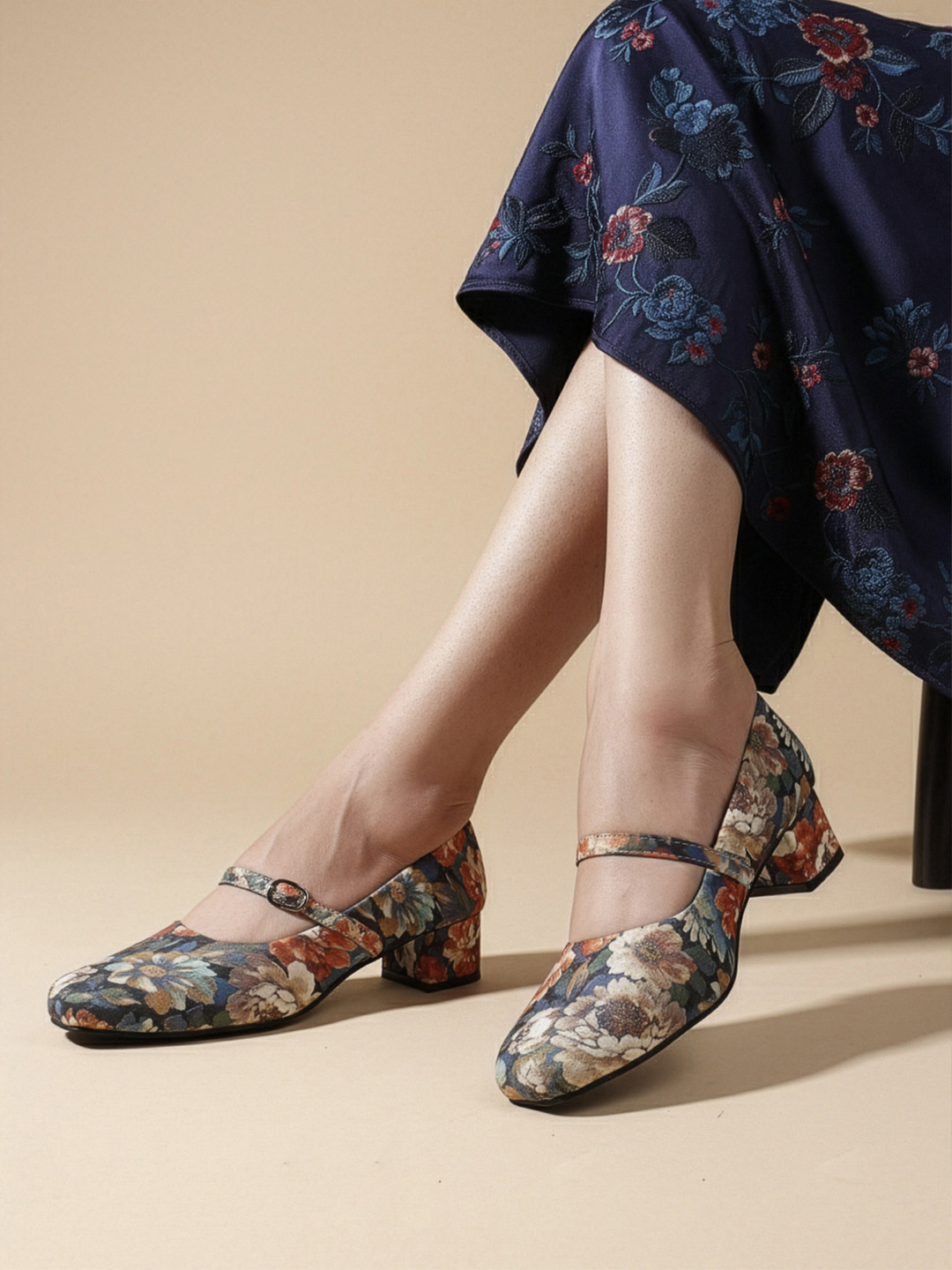 Lavie Women Twiggy Floral Block Mary Jane Heels